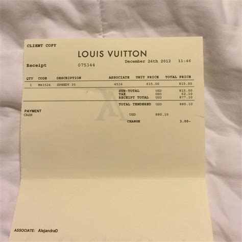 louis vuitton receipt